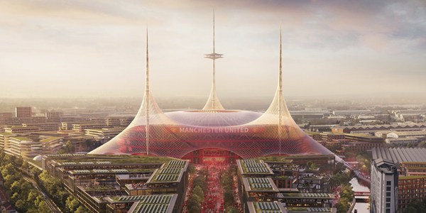 マンチェスター・ユナイテッド、収容人数10万人の新スタジアムの最新パース画像を公開