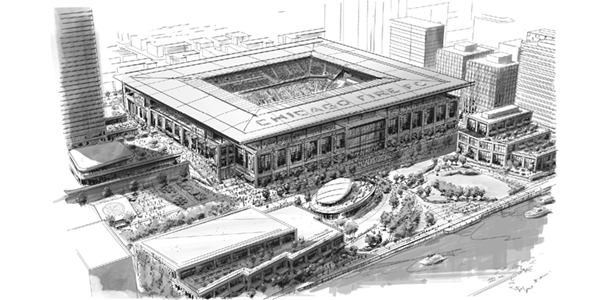 米MLSのシカゴ・ファイアー、2万2,000人収容の新スタジアム建設計画を発表