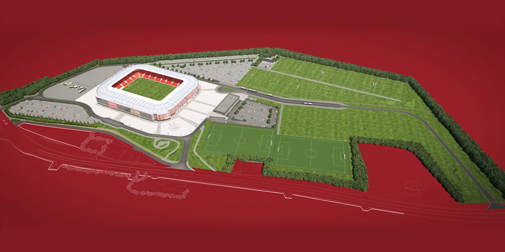 約75億円で整備される新スタジアムと練習場などの複合施設