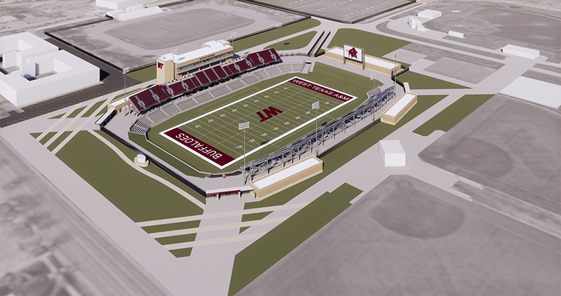 ウェスト・テキサスA&M大学が建設するバッファロー・スタジアムの完成予想図