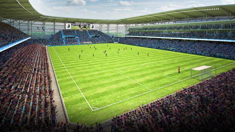 ミネソタ・ユナイテッドの新スタジアム「アリアンツ・フィールド」の完成予想図