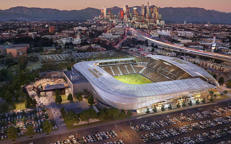 LAFCの本拠地「バンク・オブ・カリフォルニア・スタジアム」の完成予想図