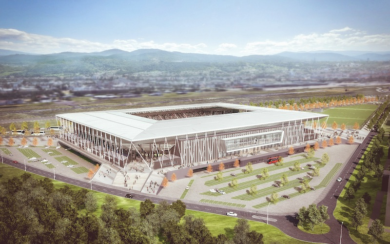 SCフライブルクの新スタジアムの完成イメージ