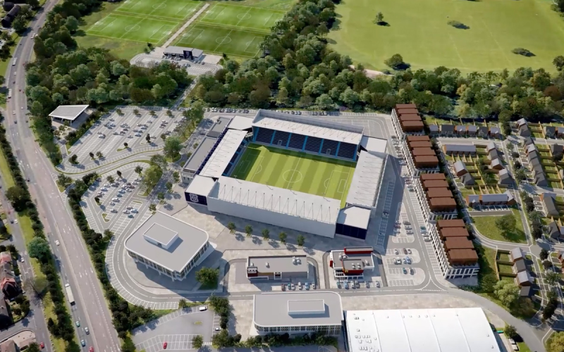 ダンディーFCの新スタジアムの完成イメージ