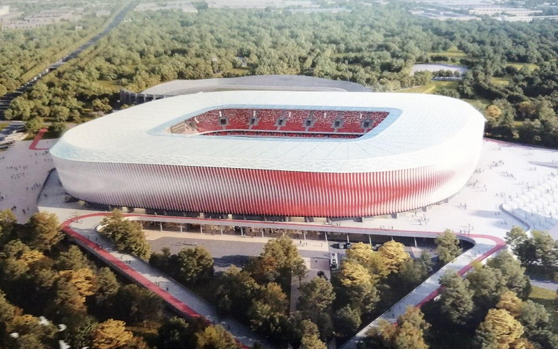 ベラルーシの新国立サッカー場の外観イメージ