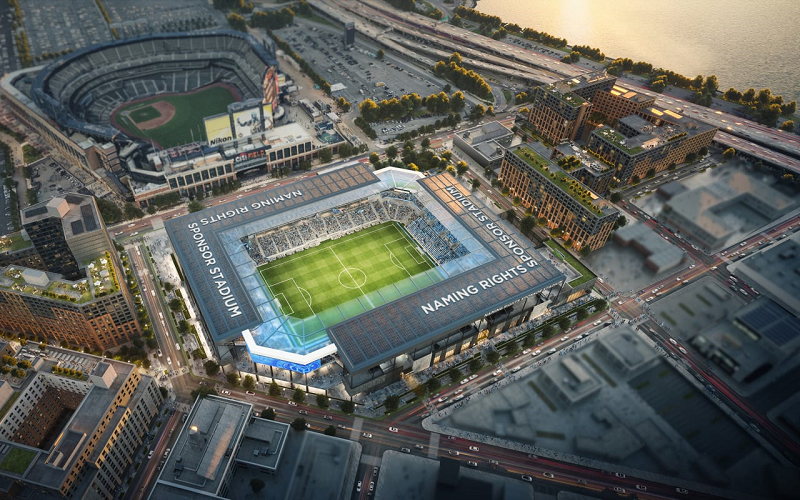 ニューヨーク・シティFCの新スタジアムの鳥瞰イメージ
